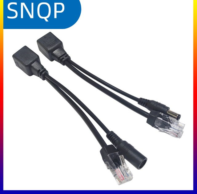 SNQP Passiver PoE Splitter Injektor Adapter für IP-Kameras, 12-48V, Schwarz - Bild 1