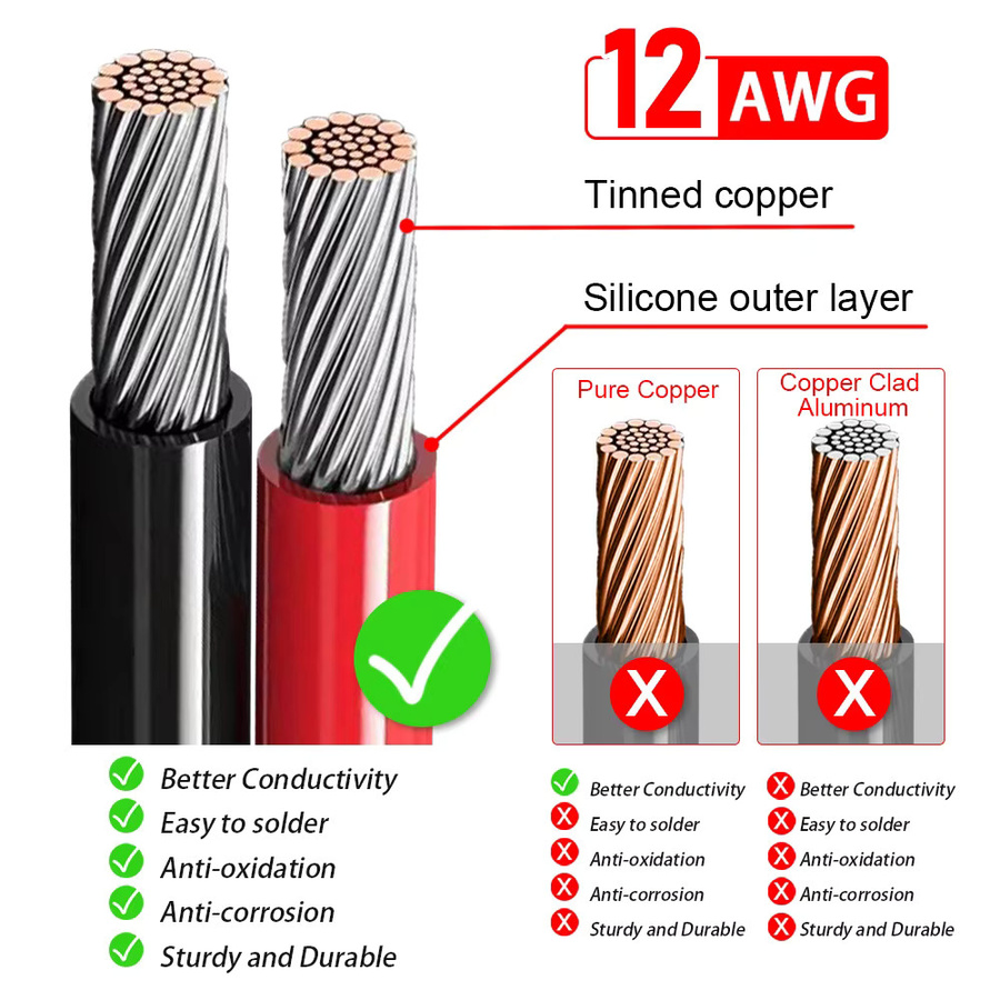 JAKYLOVE XT60 Stecker Adapter Set mit verzinntem Kupferdraht in Rot, Länge: 40 cm oder 60 cm - Bild 3