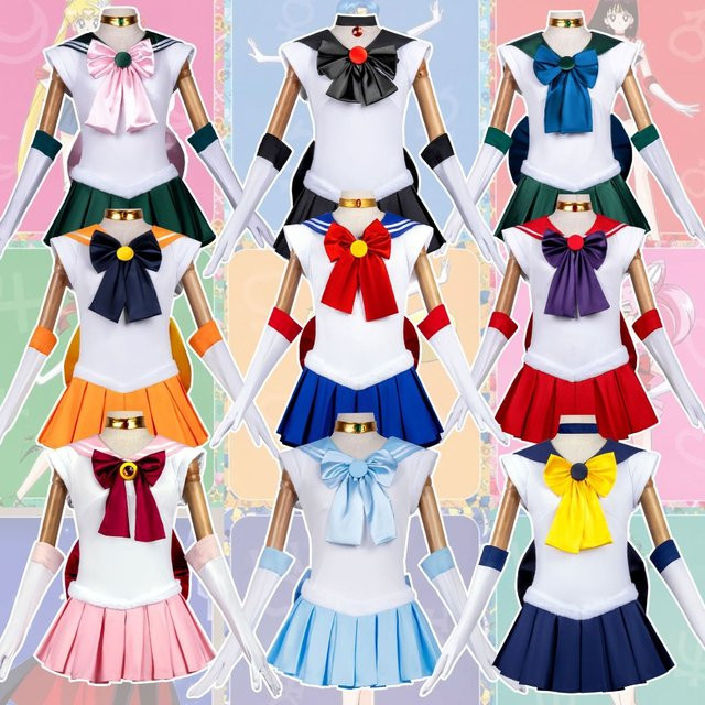 KVANNO Sailor Moon Halloween Cosplay Kostüm, Prinzessin, Mädchen, Blau, Bunt / Mehrfarbig - Bild 1