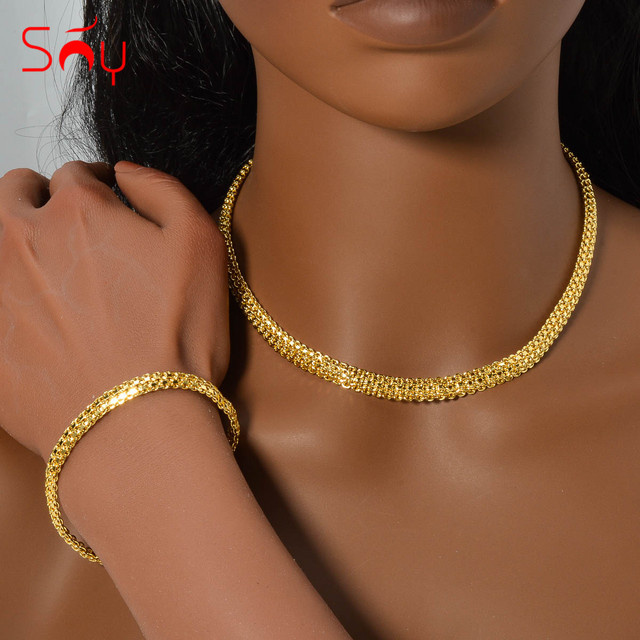 sny Schmuck Set, Halskette, Armband, 18k vergoldet, Gold, Damen - Bild 1