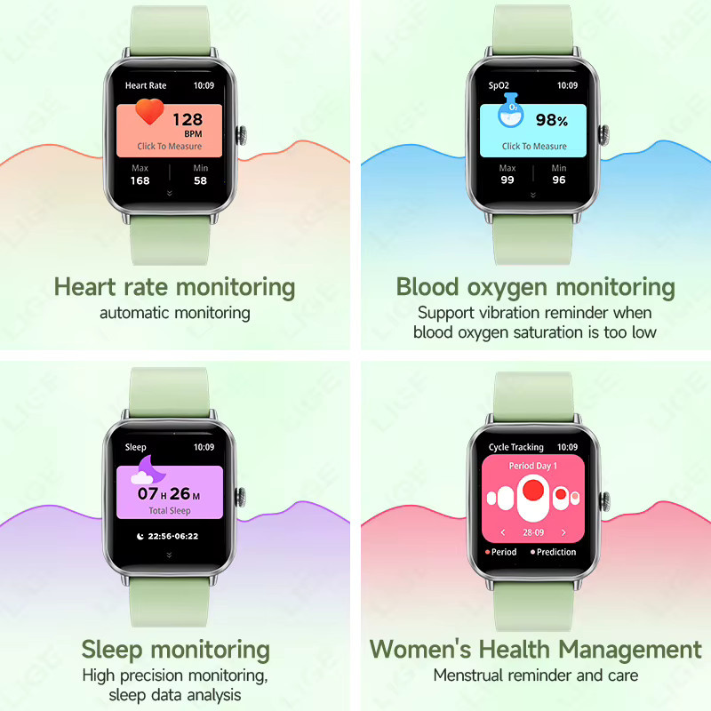 LIGE Smartwatch für Herren und Damen in Schwarz mit Volltouchscreen, Sport- und Fitnessuhr, IP68 wasserdicht und Bluetooth-Funktion für Android und iOS - Bild 6