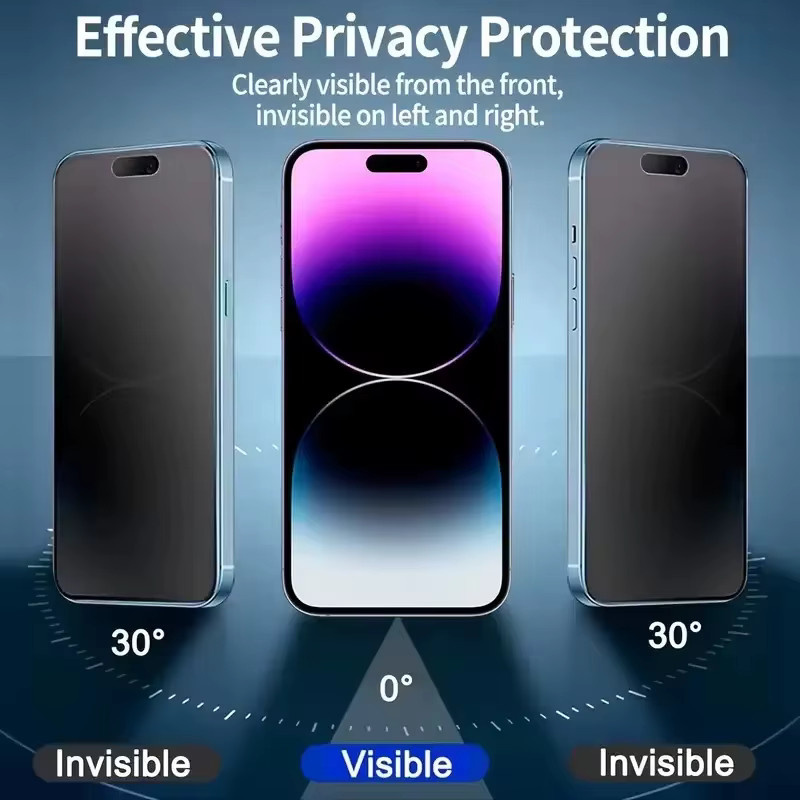 AKABEILA Anti-Spy Displayschutzfolie aus Glas mit oleophober Beschichtung für iPhone 11 bis iPhone 18 Pro Max, Matt, Transparent - Bild 2