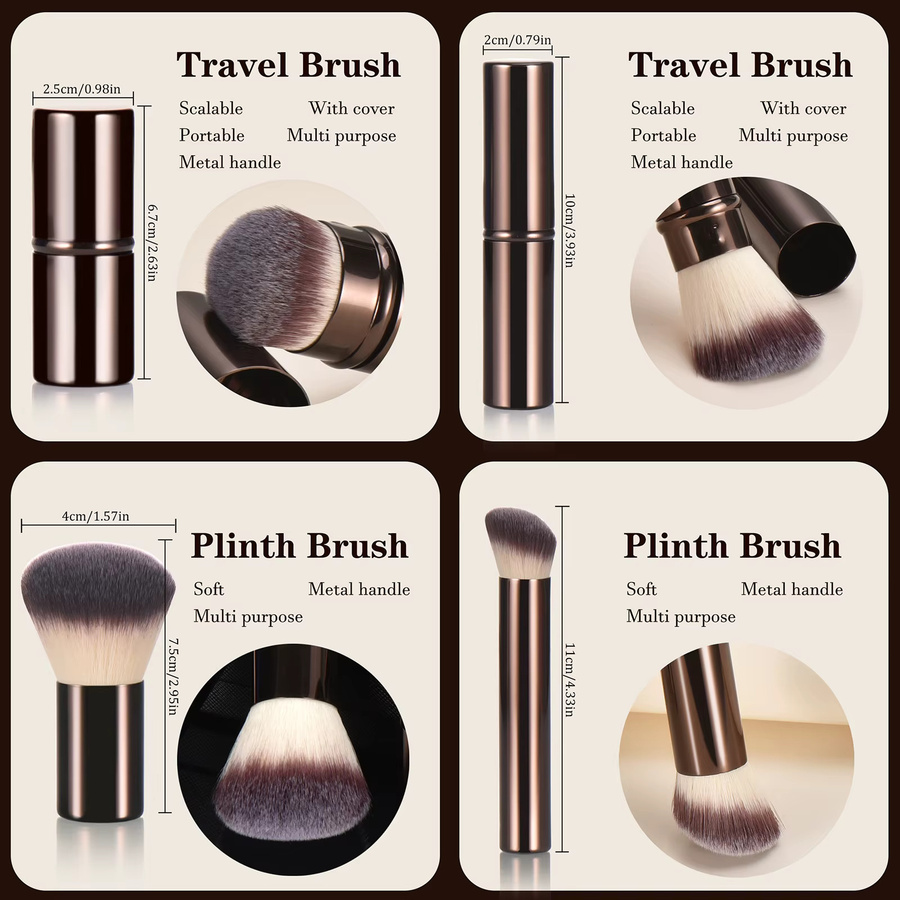 Make-up-Pinsel aus Metall für Puder, Rouge, Foundation und Konturierung - Bild 2