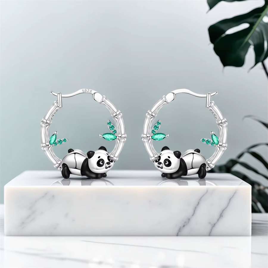 PANPOKI Ohrringe Creolen, 925 Silber, Panda, Damen - Bild 4