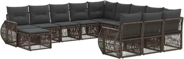 vidaXL Gartensofa-Set 12-tlg. in Grau aus Poly-Rattan mit Metallgestell und Polsterkissen für Garten, Balkon oder Terrasse - Bild 1