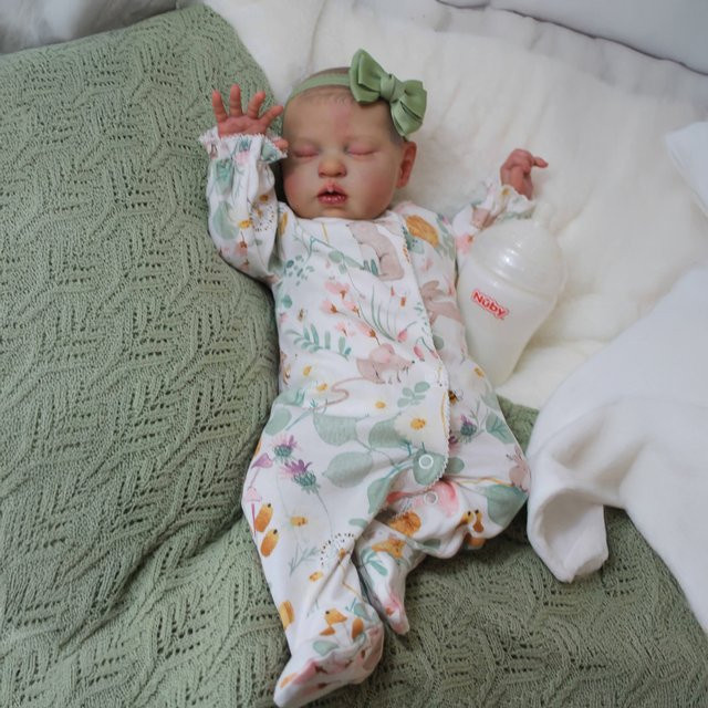 NPK Babypuppe, schlafende Neugeborene, Silikon, 19 Zoll - Bild 1