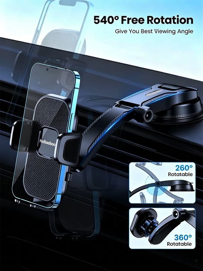 HELLOLEIBOO Auto-Handyhalterung mit Schwerkraftbefestigung für iPhone, Xiaomi und Samsung, Schwarz, für Armaturenbrett, Windschutzscheibe und Lüftungsschlitze - Bild 5