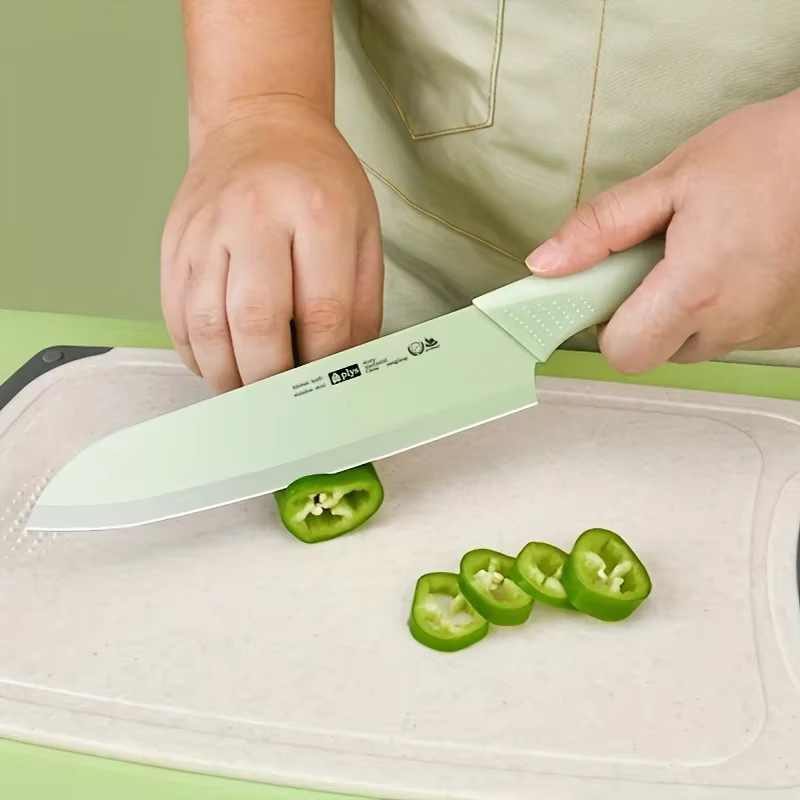 PTIEB Küchenchef Messer aus Edelstahl zum Schneiden von Fleisch, Gemüse und Obst in Grün - Bild 1
