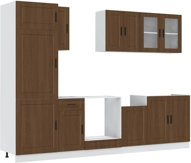 vidaXL 8-teiliges Küchenschrank-Set in Eiche Braun aus Holzwerkstoff mit Glastüren - Bild 1