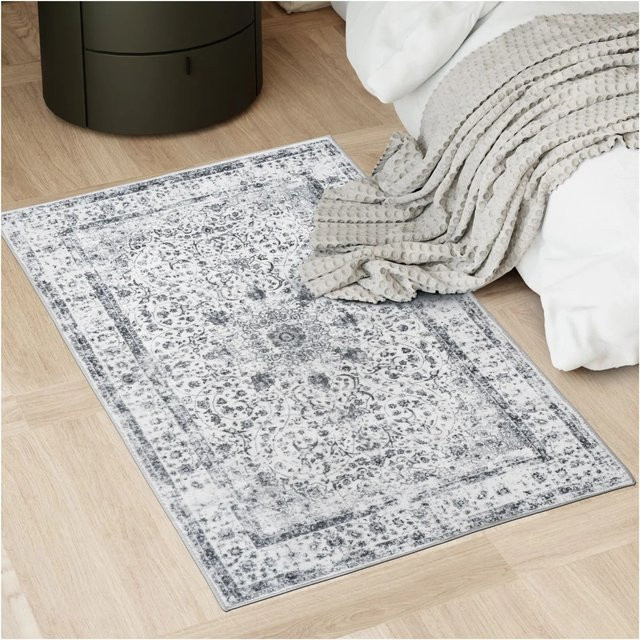 tectake Vintage Designer Teppich Aliya mit orientalischem Muster in Grau, Kurzflor, B: 150 cm, T: 80 cm, H: 0,6 cm - Bild 1