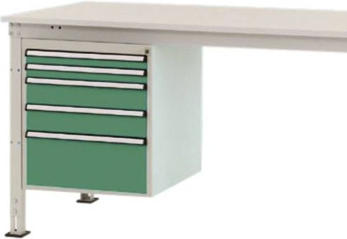 Manuflex Gehäuse-Unterbau Stationär ZB4862.6011 in Grün mit 5 Schubfächern und Nutzhöhe 500 mm für Tischtiefe 800 mm - Bild 1