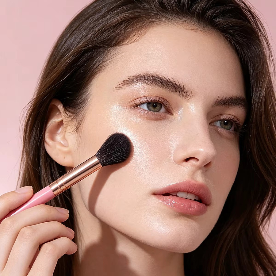 KOSSHOW Highlighter-Make-up-Pinsel, rosafarbener Holzgriff, Unisex - Bild 3