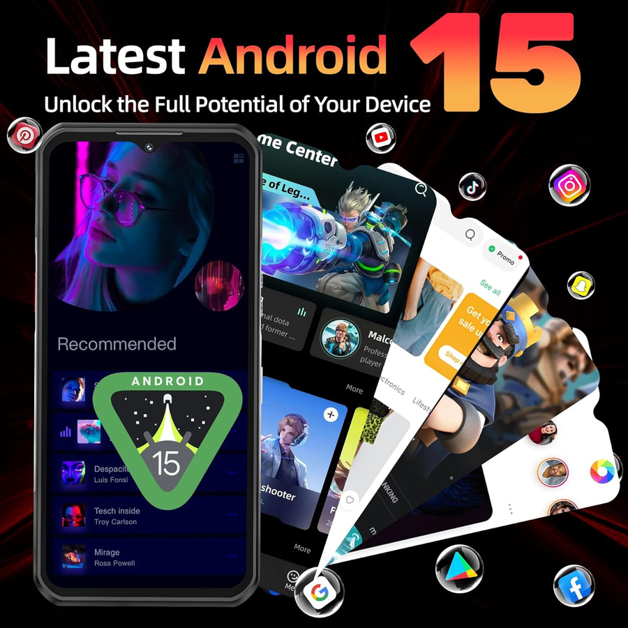 OUKITEL WP62 5G Smartphone mit 512 GB Speicher, 48 GB RAM, 11000mAh Akku, 6.58 Zoll Display und 108MP Kamera in Schwarz mit Android 15 - Bild 6