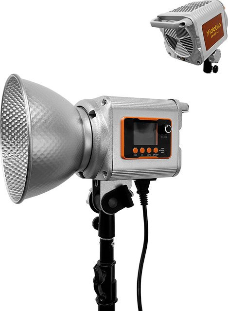 Yidoblo ZD200pro COB-Videoleuchte mit 200 W, zweifarbig 2700–6500 K, Bowens-Halterung, 10 Lichteffekte und APP-Steuerung in Silber - Bild 1