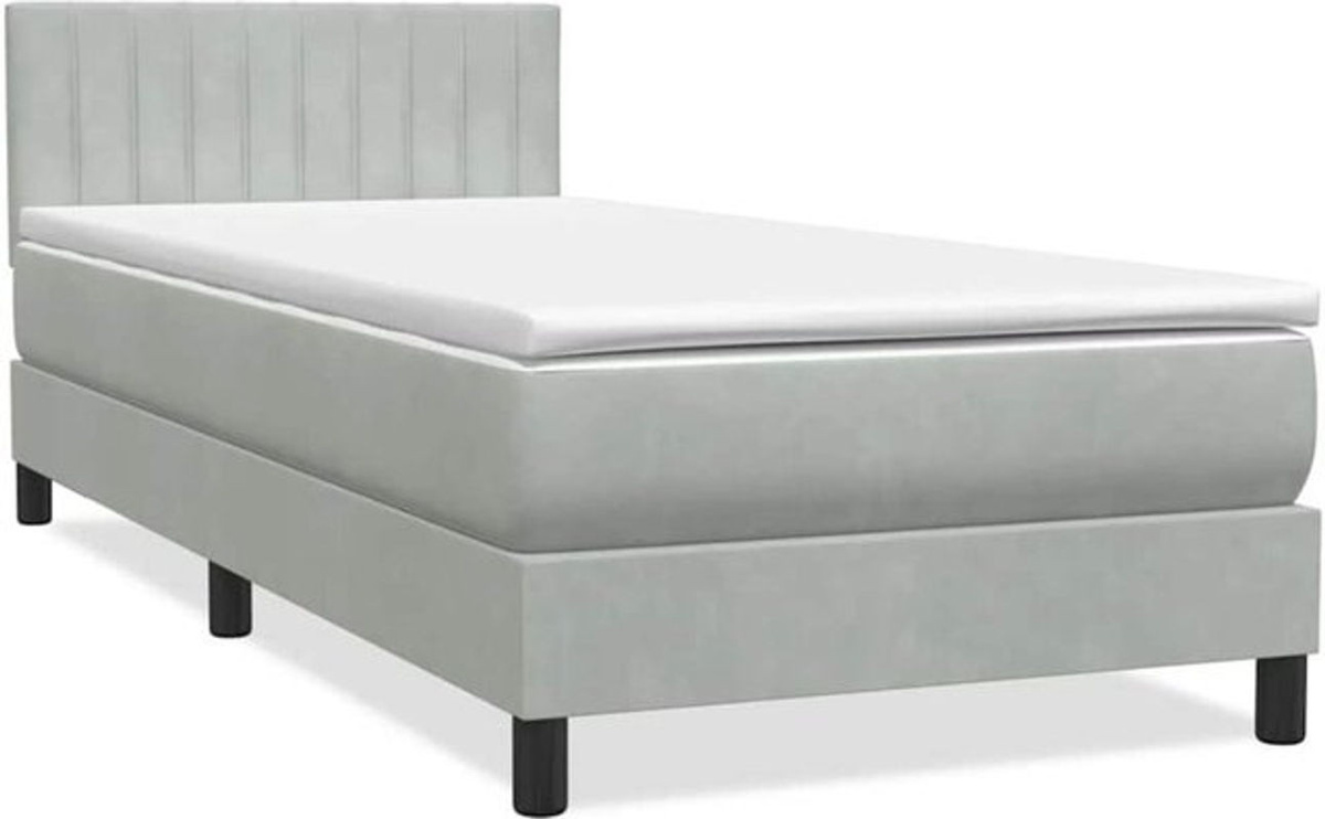 vidaxl Boxspringbett mit Matratze aus Samt in Grau und Weiß, B/T/H: 80 x 210 x 38 cm - Bild 1