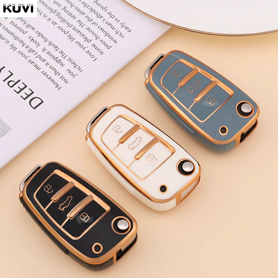 Kuvi TPU Auto Flip Schlüsselhülle für Audi A1 A3 A4 A5 A6 A7 A8 Q3 Q5 Q7 Q8 TT S3 S4 S6 RS Zubehör - Bild 3