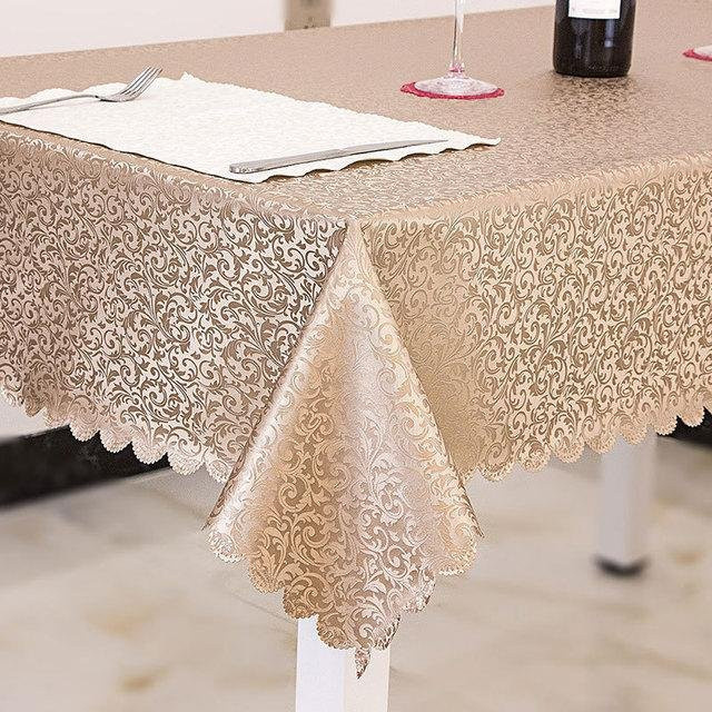 Wasserdichte und schmutzabweisende Tischdecke von Exquisite Home Decor in Beige/Gold, rechteckig, B/T/H: 160 x 100 cm - Bild 1