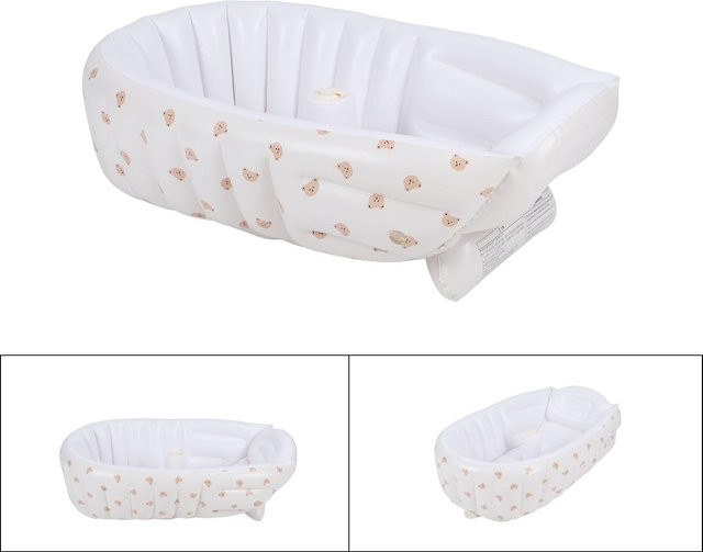 Aufblasbare Babywanne von ZuiyouSports1 für Neugeborene und Kleinkinder, faltbar und tragbar mit integrierter Pumpe, Farbe Weiß - Bild 1