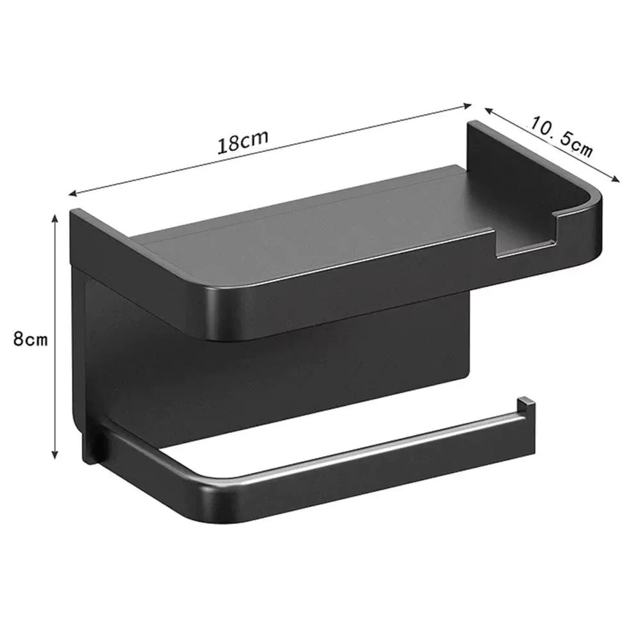 YANKE Toilettenpapierhalter aus Kunststoff für die Wandmontage, Schwarz, Breite: 18,0 cm, Tiefe: 8,0 cm - Bild 5