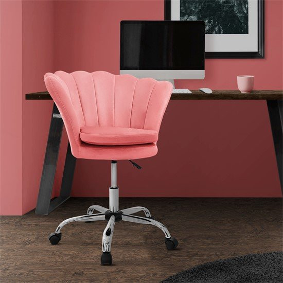 ML-Design Drehstuhl mit Muscheldesign aus Samt in Rosa, höhenverstellbar mit Rollen - Bild 1