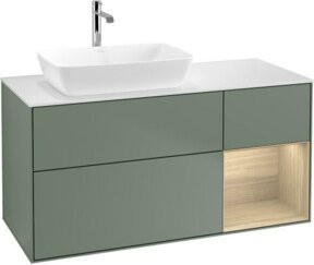 V&B Waschtischunterschrank Finion mit Wandbeleuchtung, Farbe: Weiß und Eiche, Breite: 120 cm - Bild 1