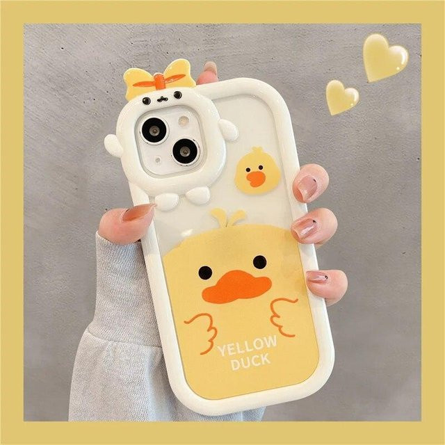 Bai Fen Bai-Digital 3C Weiche Handyhülle mit gelber Ente Cartoon Design für iPhone Modelle, Transparent/Gelb - Bild 1