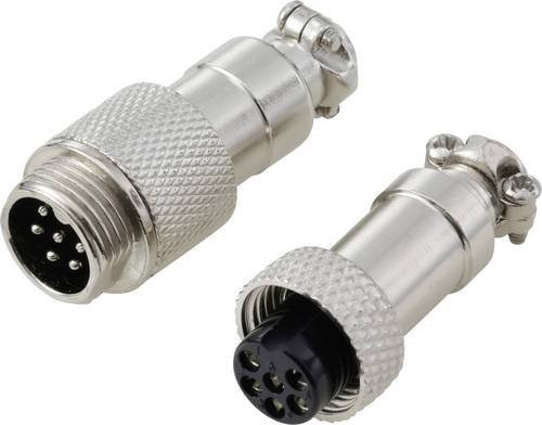 TRU COMPONENTS GX12 Rundsteckverbinder Set mit 6 Polen in Silber - Bild 1