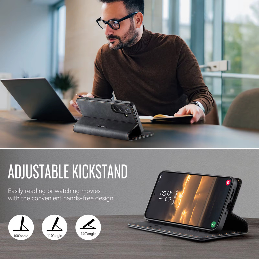 Magnetische Leder Brieftasche als Flip-Cover für Samsung Galaxy A56 A36 A26 A17 A16 A55 A35 A25 A54 A34 A33 A15 5G A14 A53 A50 A52 in Schwarz oder Beige - Bild 4