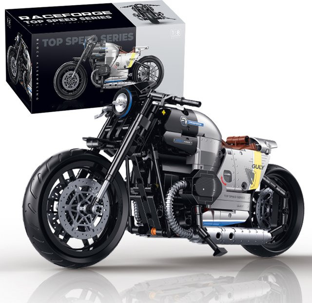 M MENBIS Klassische technische Motorrad-Bausteine-Sets, 1:8 Motorradmodell, Fahrzeuge - Bild 1