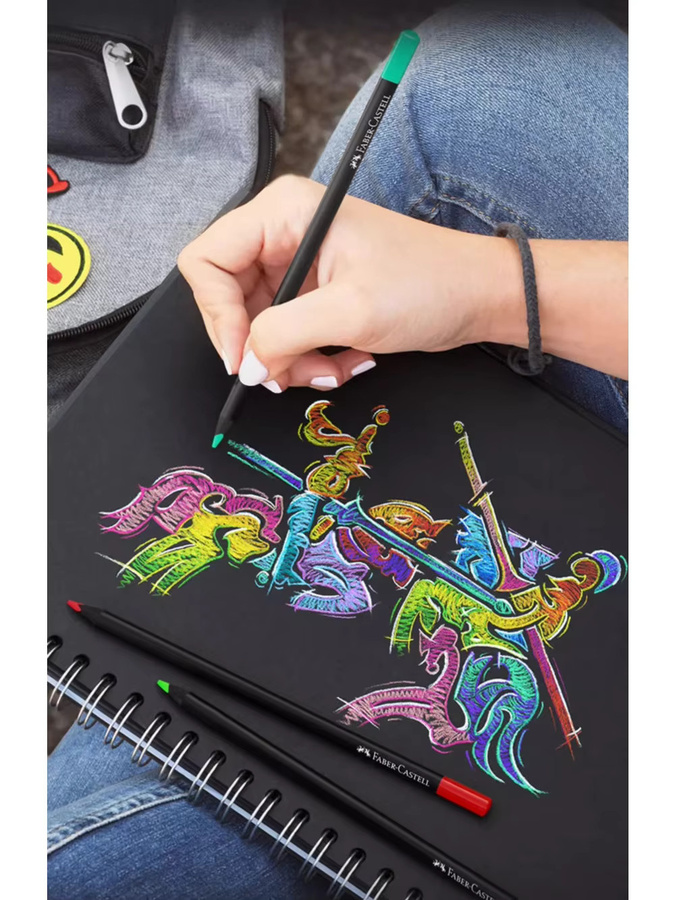 Faber Castell Black Edition Ölstifte in Dreiecksform, Premium-Kunstbedarf für Mal- und Zeichensets, Mehrfarbig - Bild 4