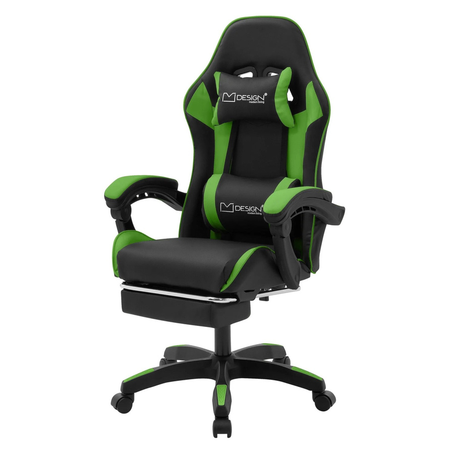 ML-Design Gaming Stuhl mit Fußstütze und Armlehnen in Schwarz-Grün aus Kunstleder - Bild 2