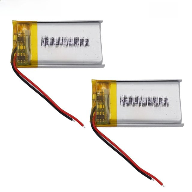 XINJ Li-Polymer Akku 3,7V 250mAh 0,925Wh Silber für Bluetooth-Lautsprecher, GPS und Dashcams, 2 Stück - Bild 1
