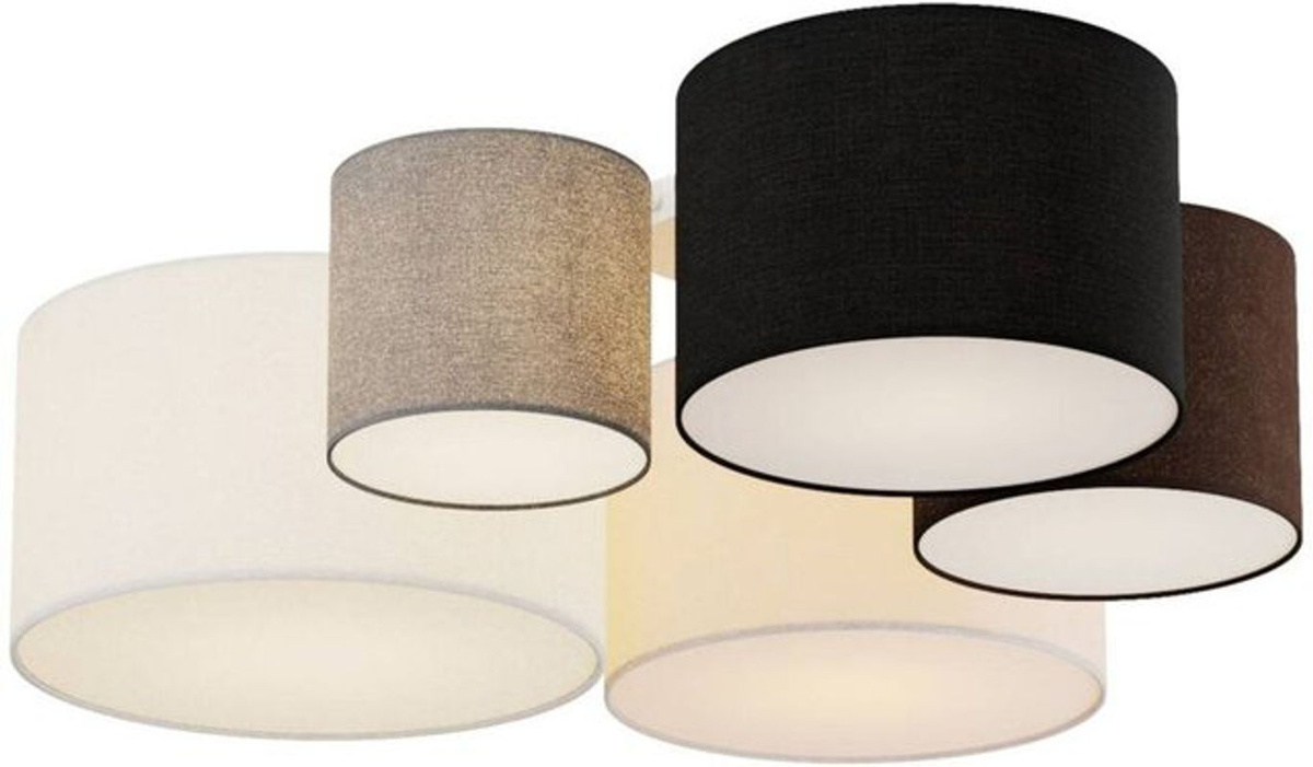 Lindby Laurenz Pendelleuchte Modern in Grau aus Metall und Stoff mit 5 E27 Fassungen - Bild 1