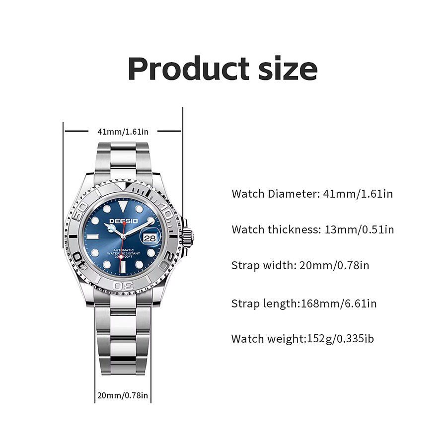 Deesio Armbanduhr Automatik, Edelstahl, 40 mm, Herren - Bild 4