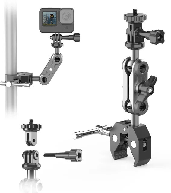 Motorrad und Fahrrad Griff Halter Kamera Clip für Insta360 X3 X4 X5 sowie GoPro Hero 13 12 11 10 und DJI Action in Schwarz - Bild 1
