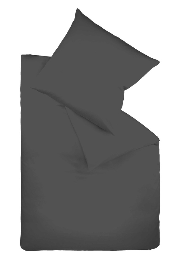 Fleuresse Mako-Satin Bettwäsche aus Baumwolle mit Reißverschluss, Schwarz und Grau, B/H: 135 x 200 cm - Bild 1