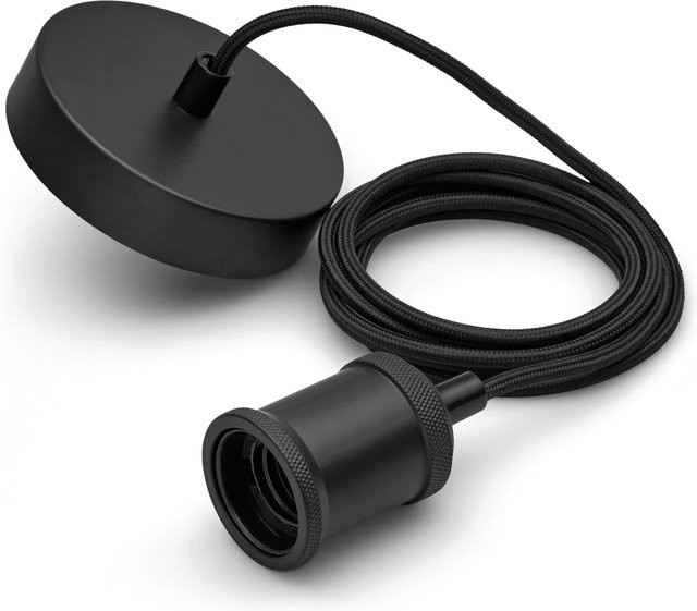 Philips Vintage Schnurpendelle mit E27 Fassung und Baldachin in Schwarz - Bild 1