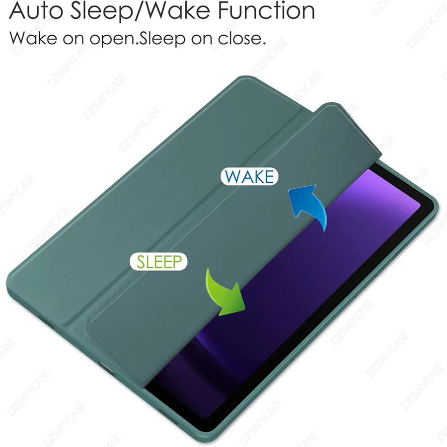 Samsung Schutzhülle für Galaxy Tab S10 Lite, S10 FE und S9 FE mit transparenter Rückseite und Auto-Schlaf-Wach-Funktion in Blau und Grün - Bild 3