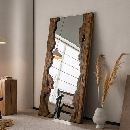 MLG Ganzkörperspiegel aus Holz im Mid-Century-Stil, freistehender Standspiegel in Braun, Rechteckig, H x B x T: 160 x 90 x 160 cm