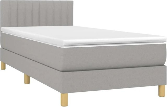vidaXL Boxspringbett mit Matratze in Hellgrau, Hybridbett mit LED-Unterbettbeleuchtung und USB-Ladeport, B/T/H: 80 x 200 x 78 cm - Bild 1