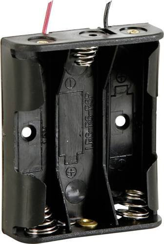 Velleman BH331A Batteriehalter für 3x Mignon AA Batterien mit Kabel in Schwarz, B/T/H: 58 x 48 x 17 mm - Bild 1