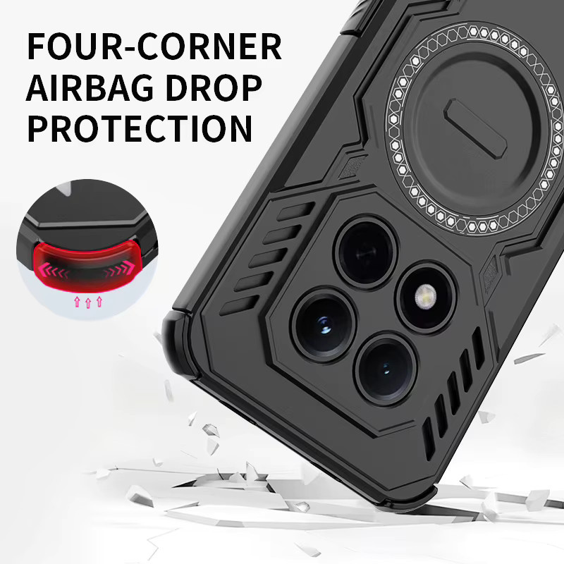 Schwere Rüstung Handyhülle für Xiaomi POCO M8 Pro 5G und Redmi Note 15 Pro in Rot, Stoßfeste Magnetische Schutzhülle aus PC und TPU mit Wärmeableitung - Bild 5