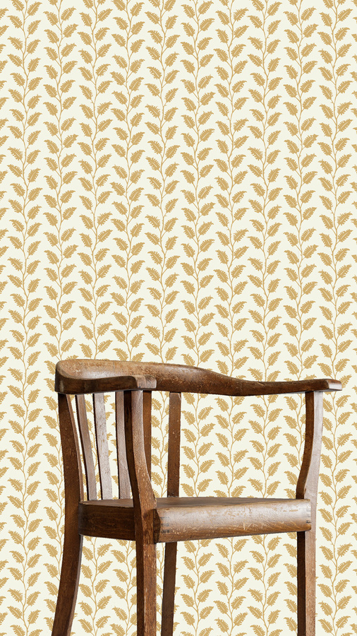 Josephine Munsey Tapete Leaf Wiggle in Smith Yellow und Skirting White, florales Design, Non-Woven - Bild 1