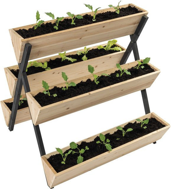 NYVI Hochbeet Blumentreppe NYVIGreen in Green mit 5 Abteilungen als Pflanzregal für Gemüse, Kräuter und Blumen - Bild 1