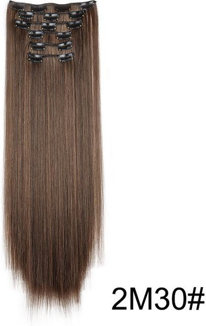 Synthetische Haarverlängerungen, 24 Zoll, Gerade, Blond Schwarz Gray, Unisex - Bild 1