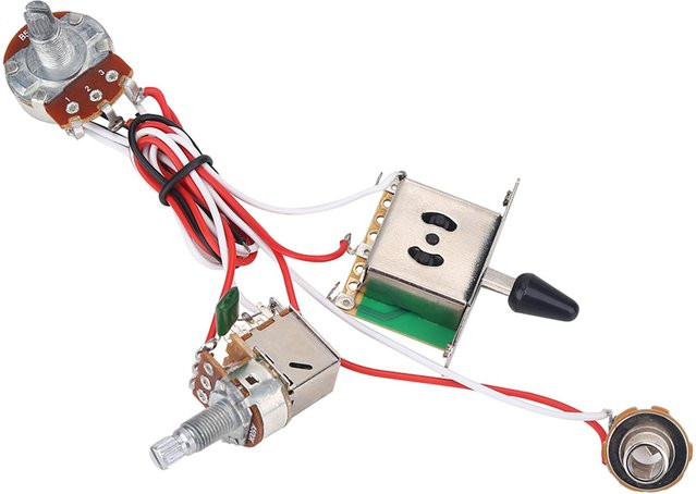 E-Gitarre Verkabelungssatz Vorverdrahtetes Kit mit 3-Wege-Schalter und Potis in Weiß - Bild 1