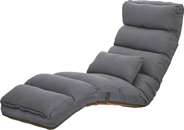 HTI-Living Relaxliege Maribel Velvet in Grau mit verstellbarer Rückenlehne - Bild 1