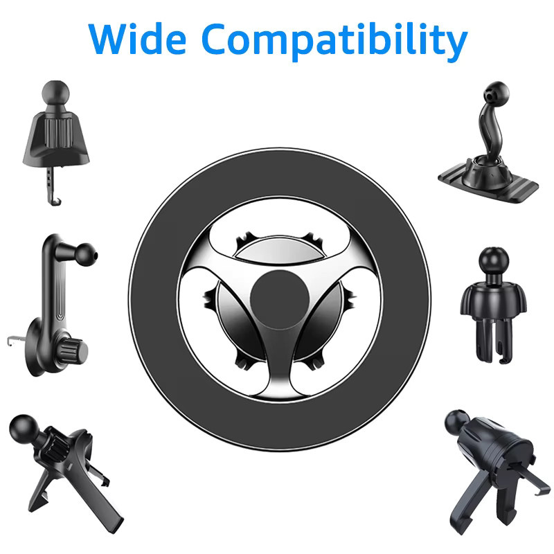iBudim Magnetischer Ring-Auto-Handyhalter für 17mm Kugelkopfhalterung in Schwarz, Universeller MagSafe kompatibler Autohalter für iPhone und Xiaomi - Bild 4