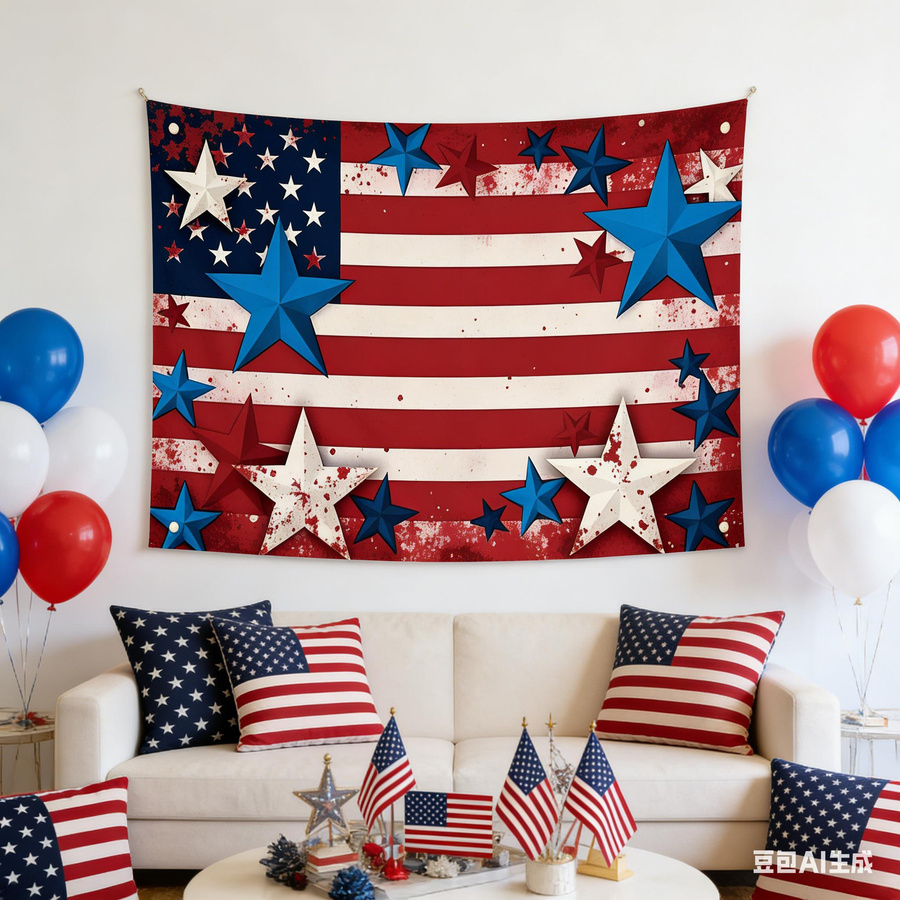 Patriotischer Wandteppich Sterne und Streifen von JMG Household Supplies aus Polyester, B: 60 cm, H: 40 cm - Bild 2