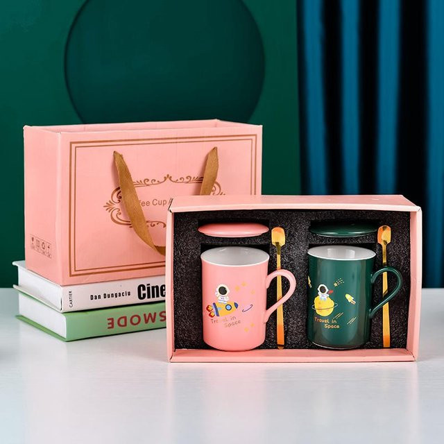Yiran toy 1 Keramiktassen-Set für Liebespaare in Pink oder Grün, 250 ml - Bild 1
